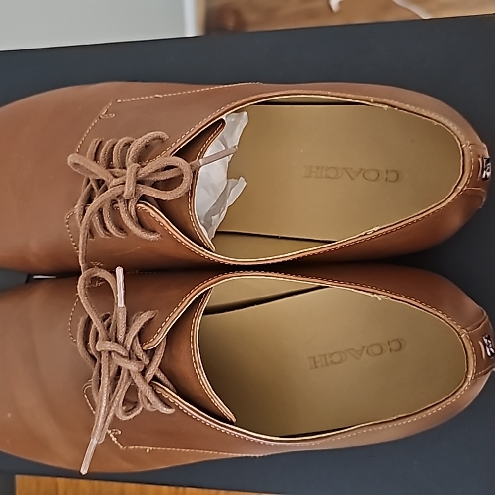 Mens Coach Derby Smooth Leather Dress Shoes Size 12 - Picture 5 of 6